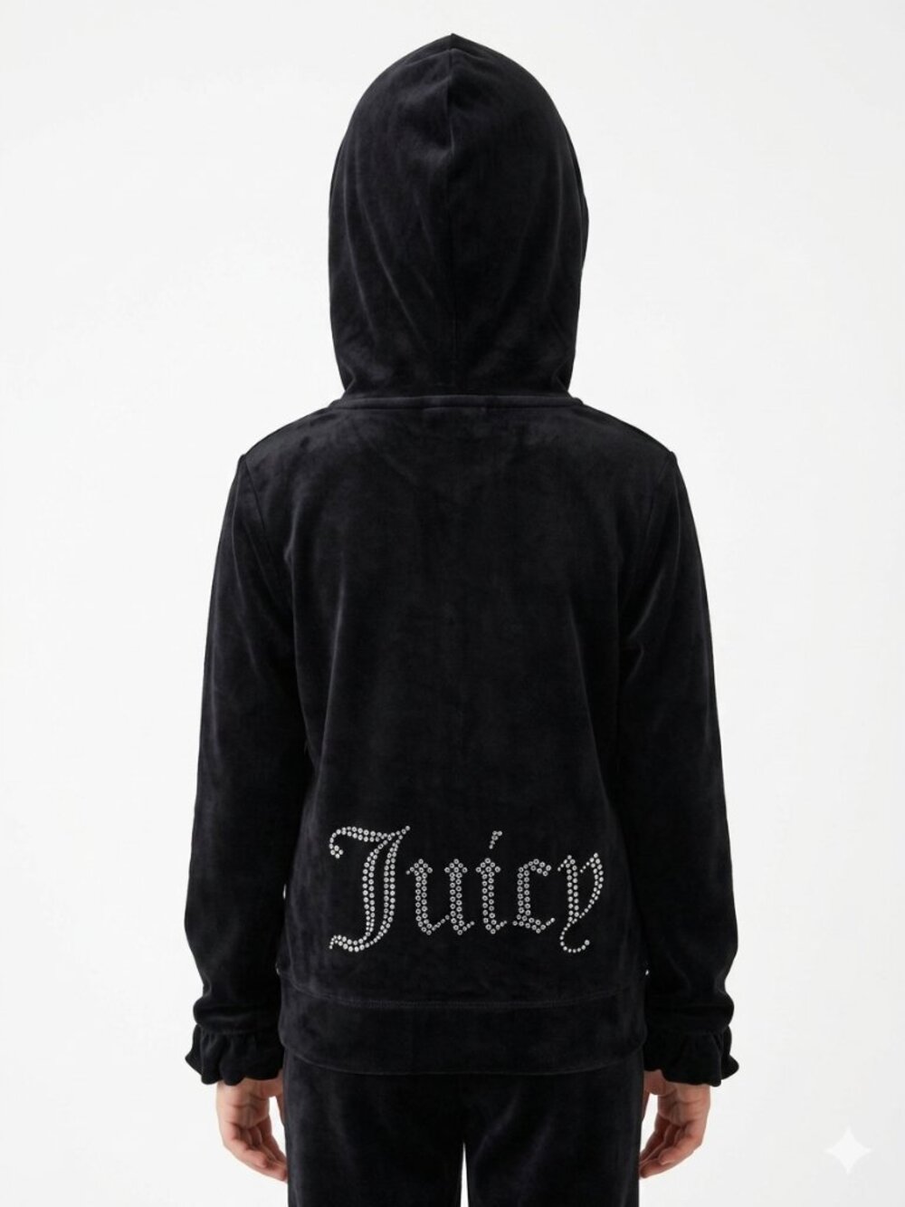 JUICY COUTURE Velour Full Zip Hoodie Sweatshirt Black Girls M 8-10
